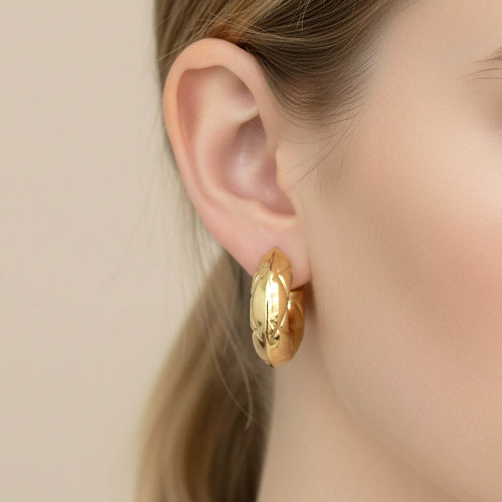 Madeline Love Gold 14K Gold Dipped Quilted Half Hoop Earrings - extra