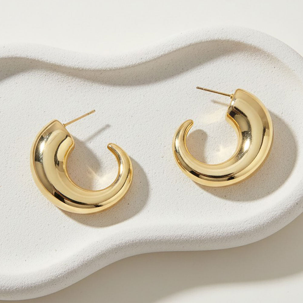 Madeline Love Gold 14K Gold Dipped Hypoallergenic Chunky C Hoop Earrings