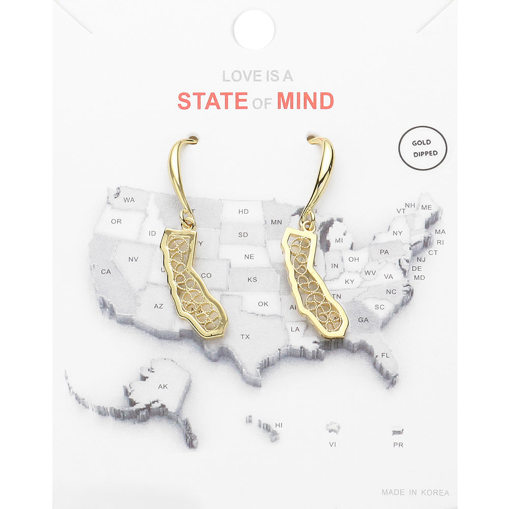 Madeline Love Gold Gold Dipped California State Earrings
