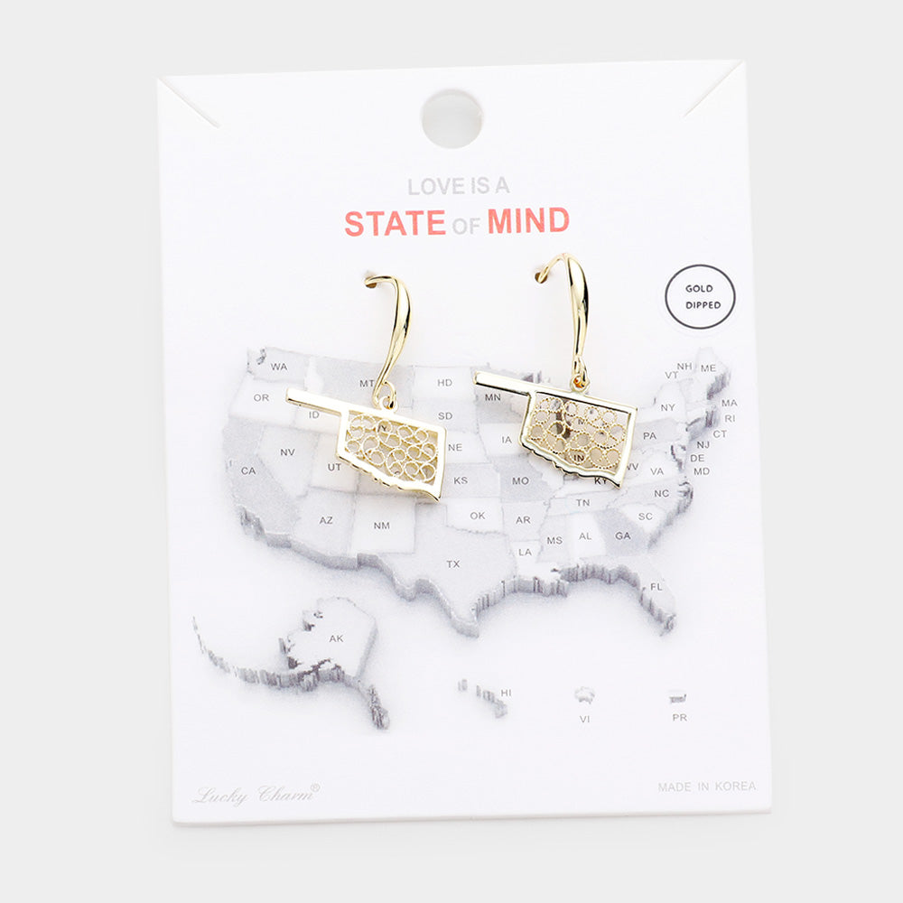 Madeline Love Gold Gold Dipped Oklahoma State Earrings - desc