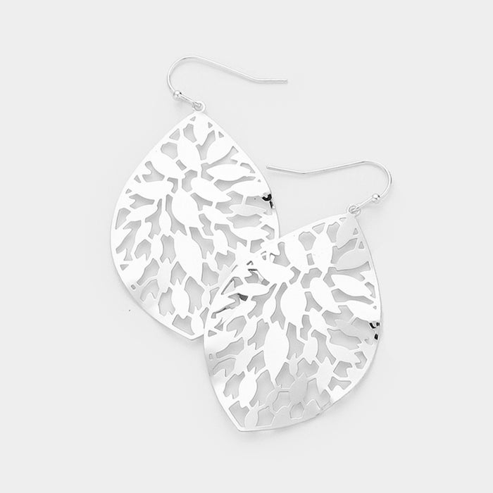 Madeline Love Rhodium Petal Filigree Brass Metal Dangle Earrings