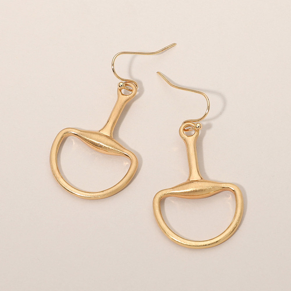Madeline Love Gold Metal Half Horsebit Drop Earrings