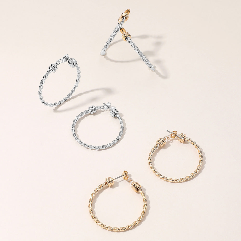 Madeline Love Two Tone Metal Rope Hoop Earrings - extra