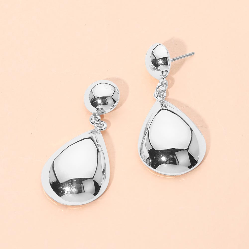Madeline Love Silver Metal Teardrop Charm Drop Dangle Earrings