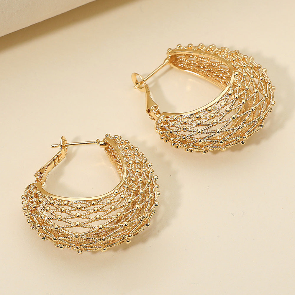 Madeline Love Gold Textured Metal Filigree Hoop Earrings