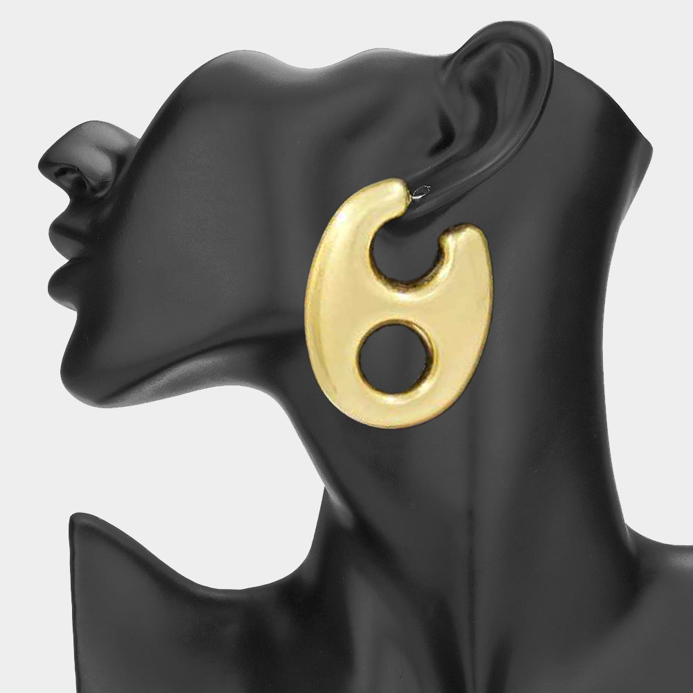 Madeline Love Gold Chunky Brushed Metal Mariner Link Earrings
