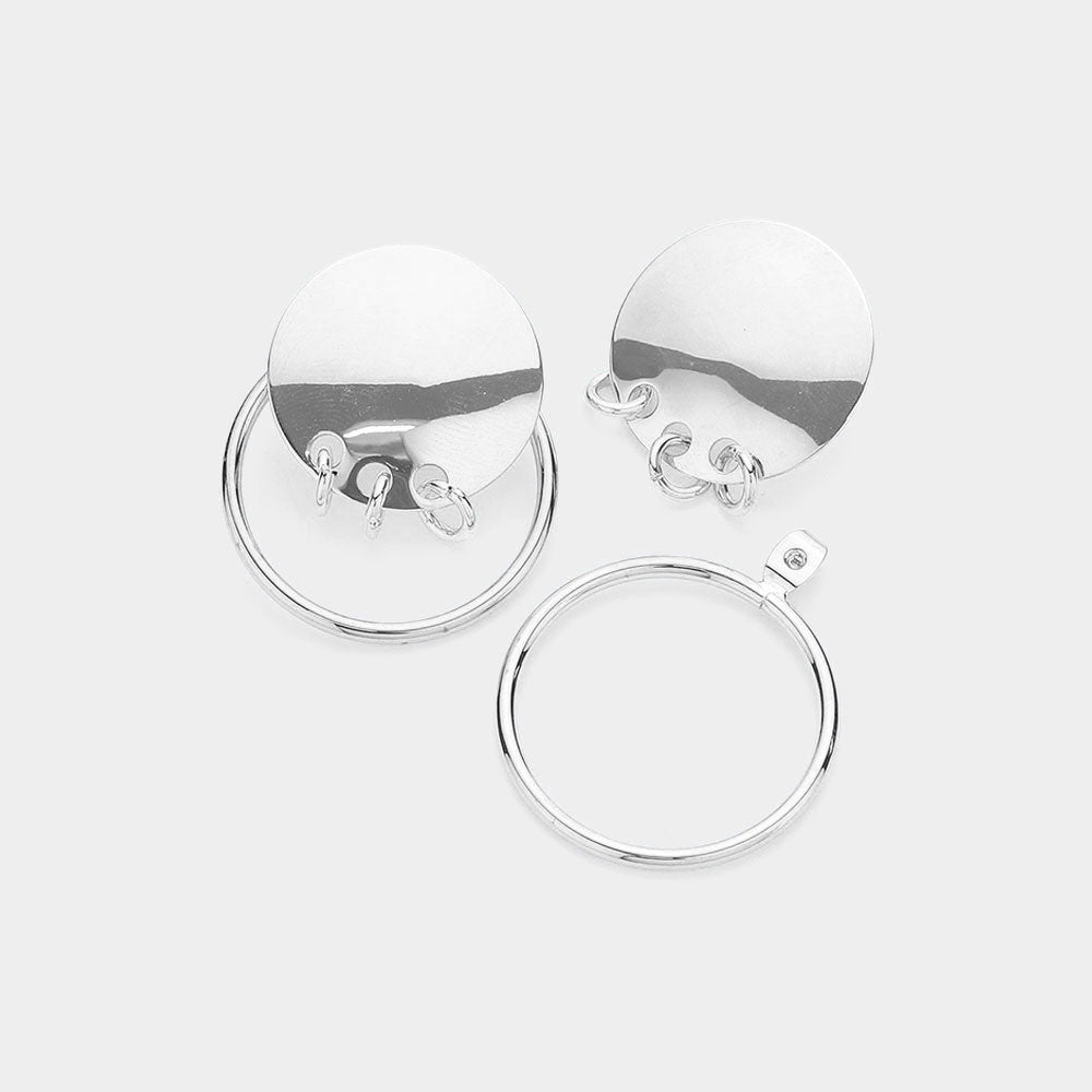 Madeline Love Rhodium Triple Ring Linked Metal Disc Metal Hoop Earrings - desc