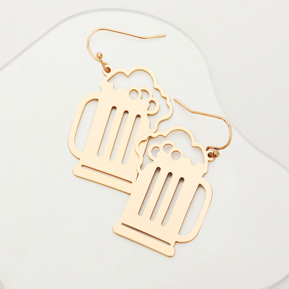 Madeline Love Matte gold Beer Shaped Metal Earrings