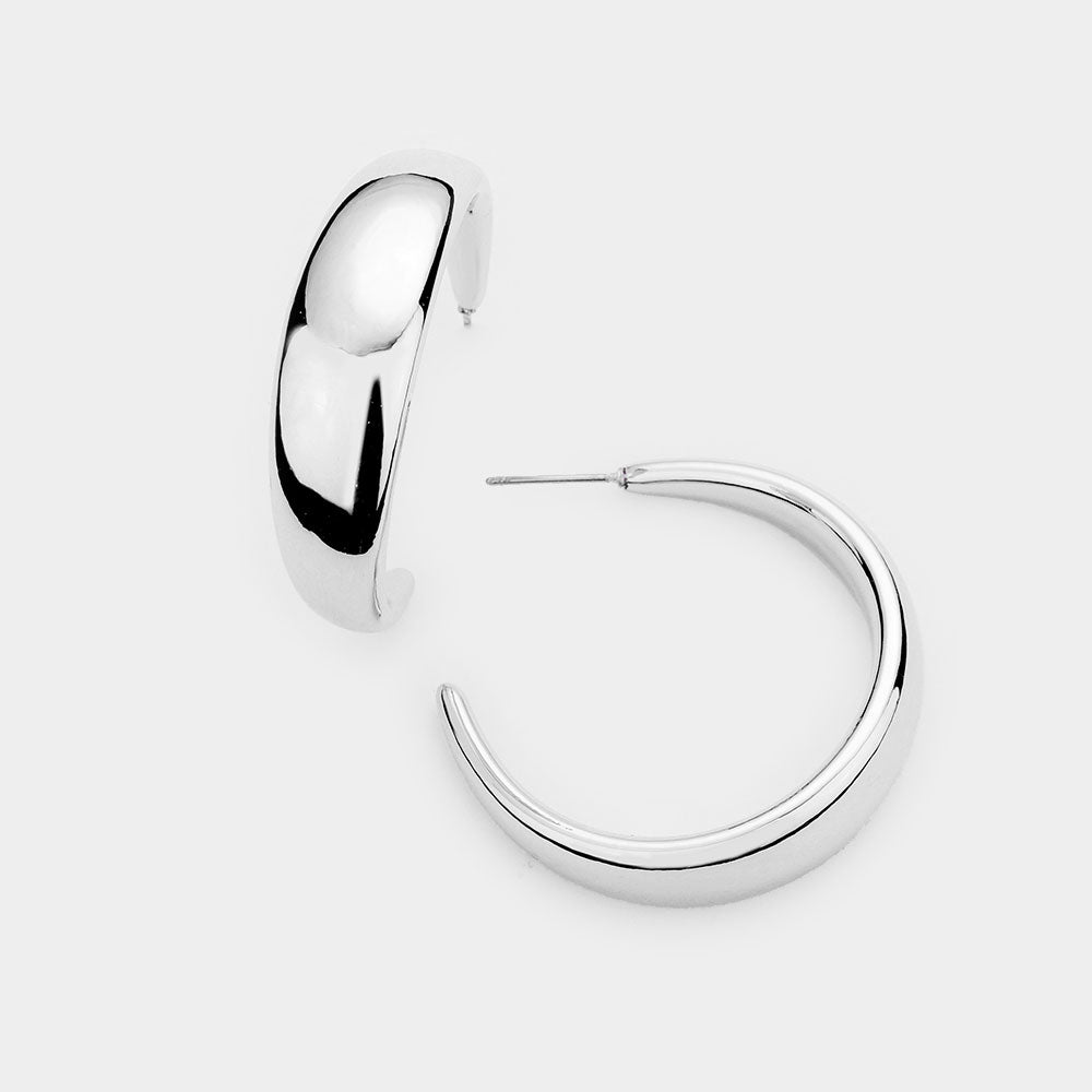 Madeline Love Rhodium Metal Half Hoop Earrings