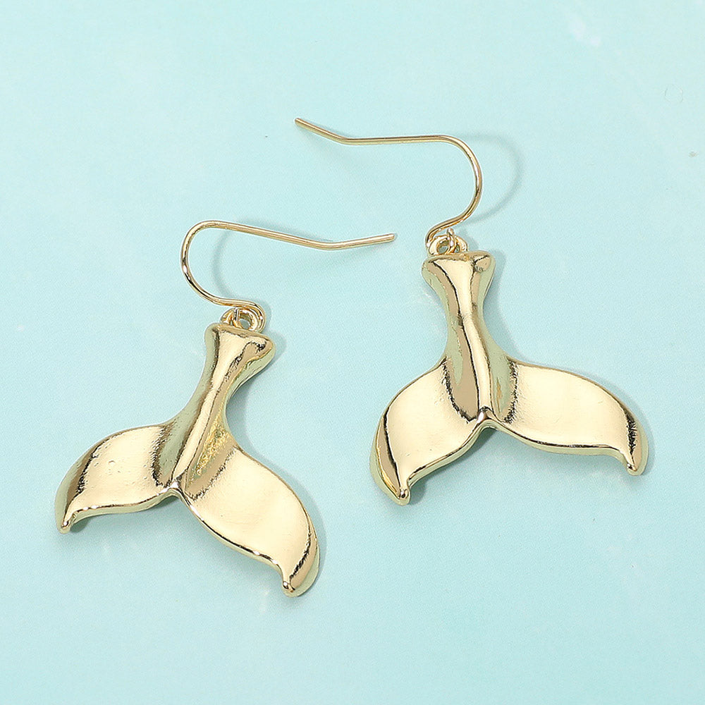 Madeline Love Gold Metal Whale Tale Drop Dangle Earrings