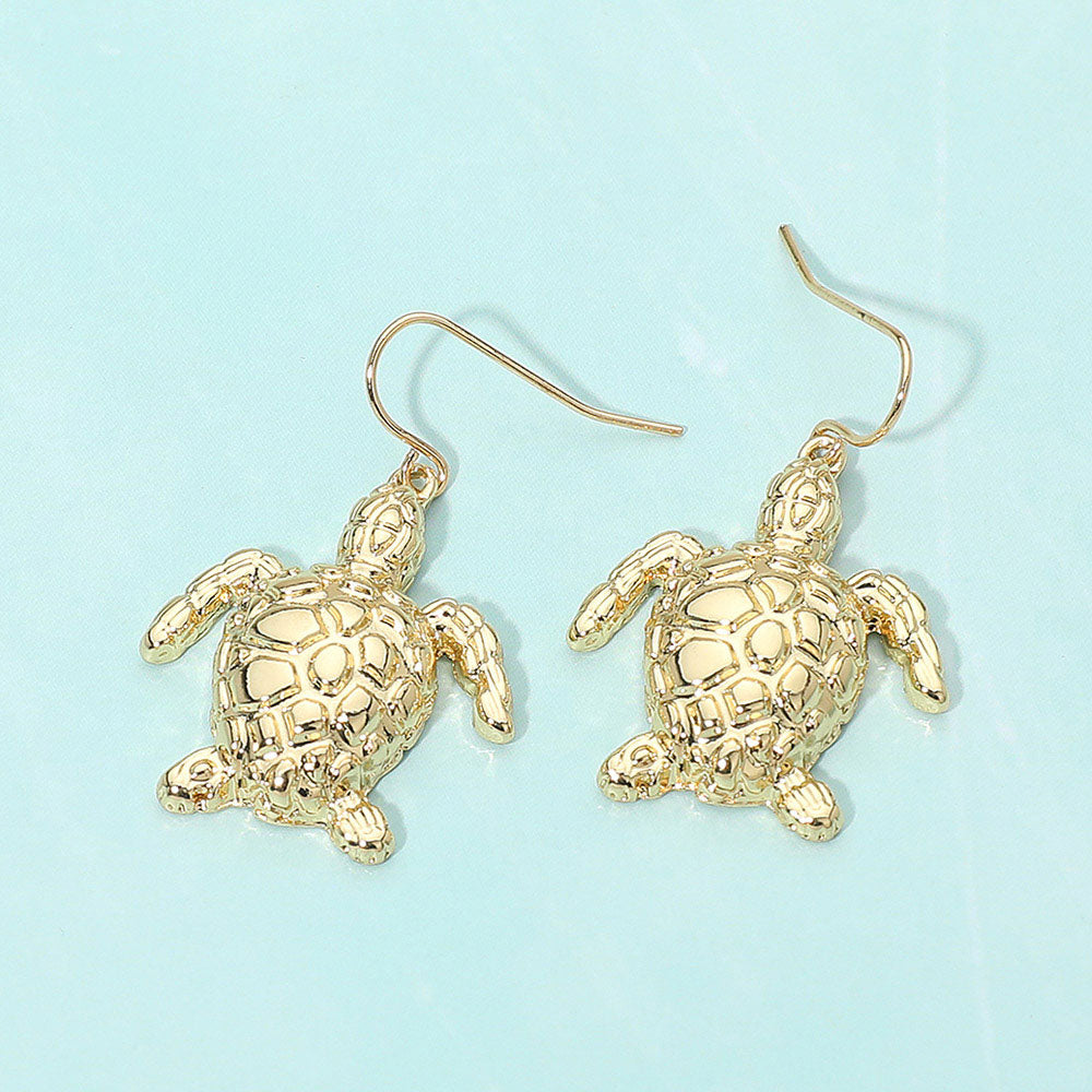 Madeline Love Gold Metal Sea Turtle Drop Dangle Earrings