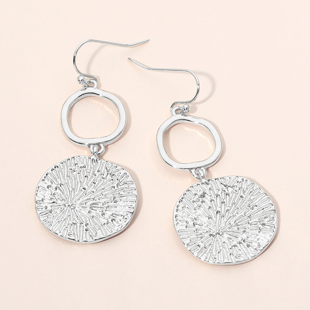 Madeline Love Rhodium Geometric Metal Disc Link Drop Earrings