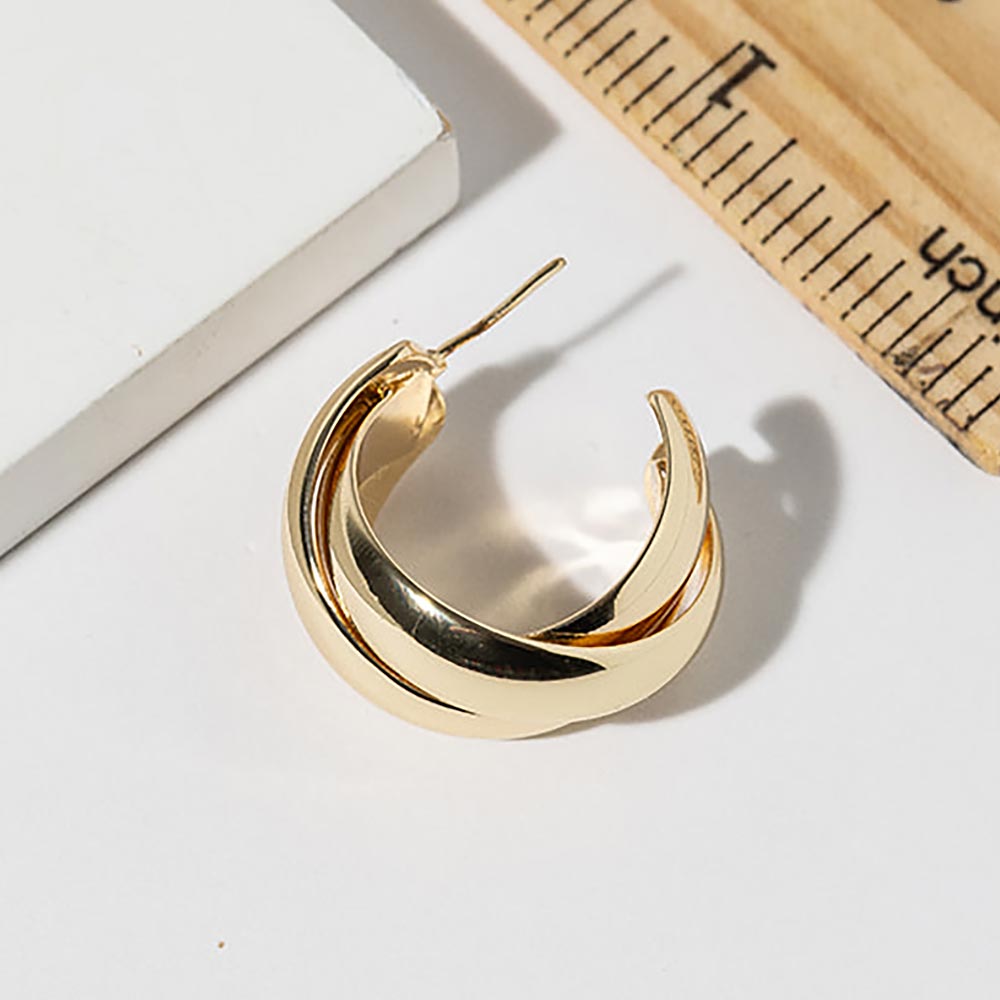 Madeline Love Gold Gold Dipped Chunky Crisscross Hoop Earrings - extra