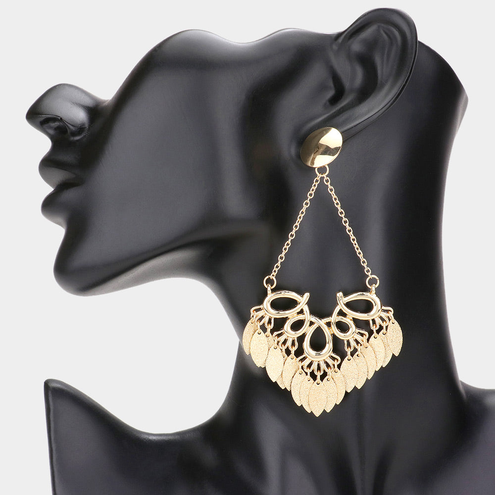 Madeline Love Gold Abstract Metal Chandelier Link Dangle Earrings
