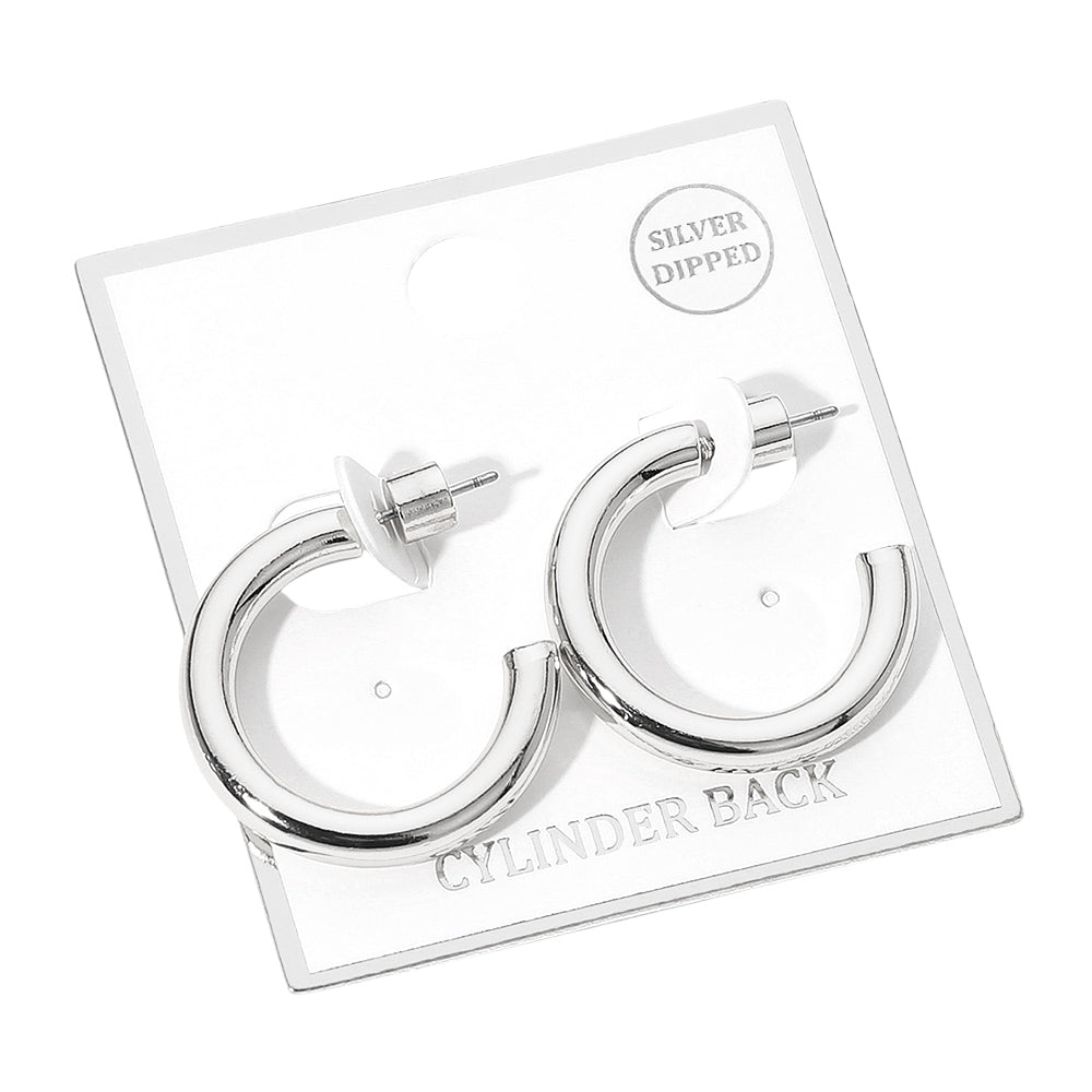 Madeline Love Silver Silver Dipped Open Hoop Earrings - desc