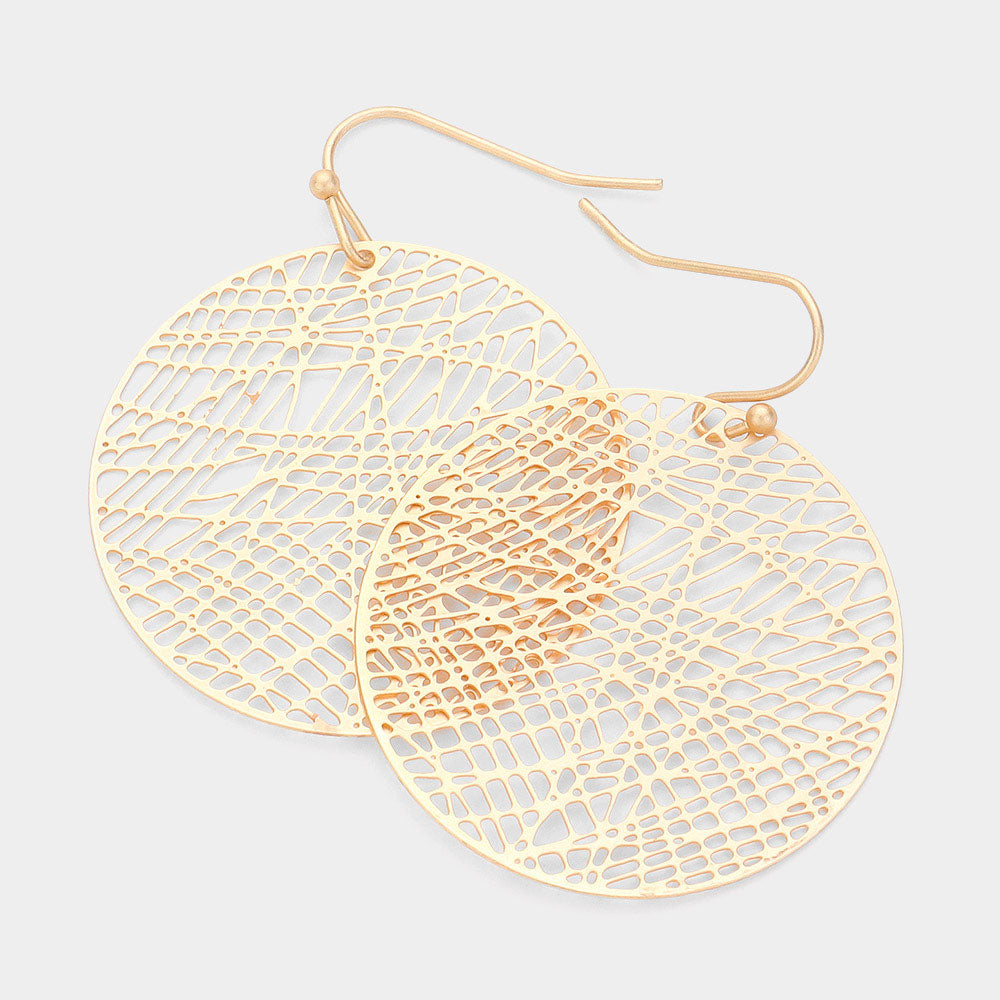 Madeline Love Matte gold Filigree Metal Disc Dangle Earrings
