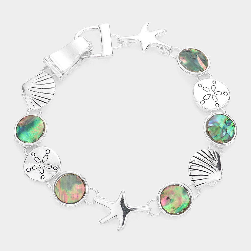 Abalone Abalone Starfish Shell Link Magnetic Bracelet