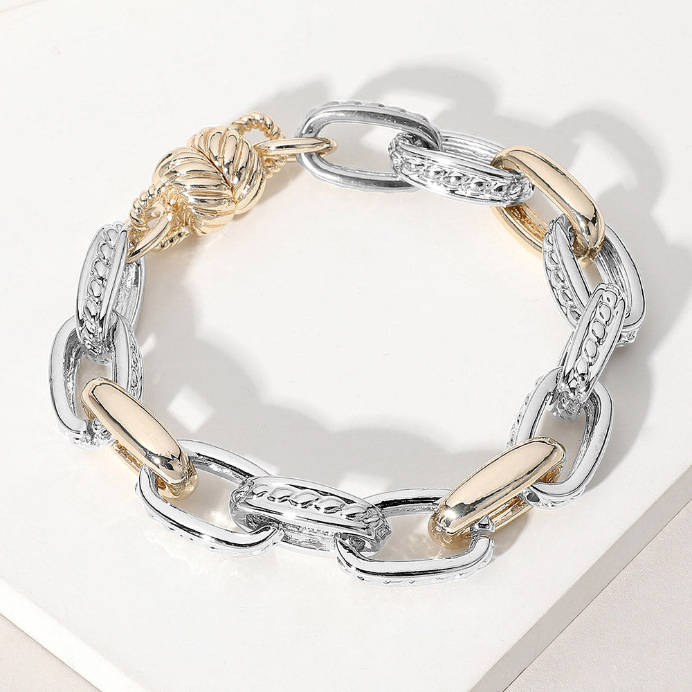 Madeline Love Two Tone 14K Gold Plated Two Tone Chain Magnetic Bracelet