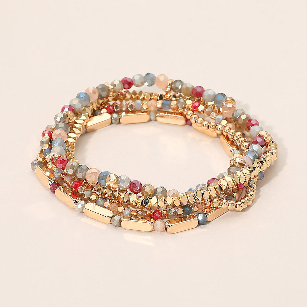 Madeline Love Dark, Multi Faceted Beaded Stretch Multi Layered Bracelets