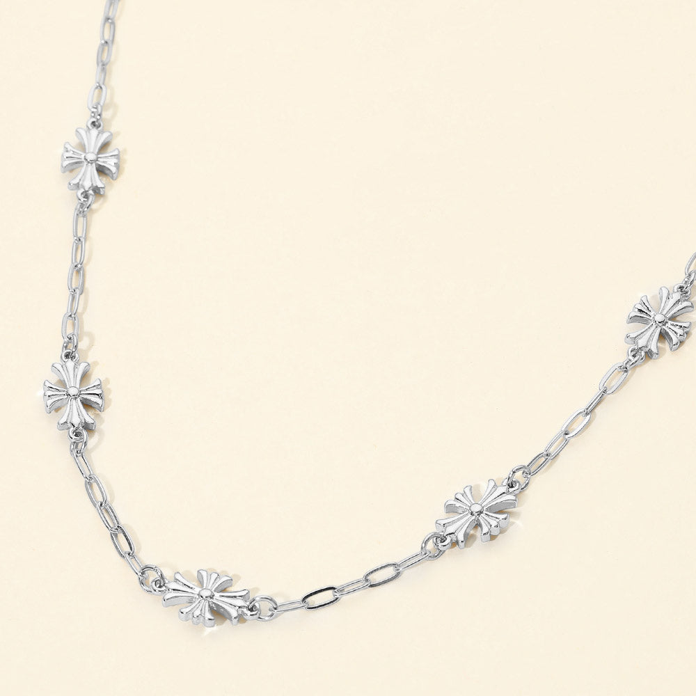 Madeline Love Rhodium Metal Cross Charm Link Chain Necklace