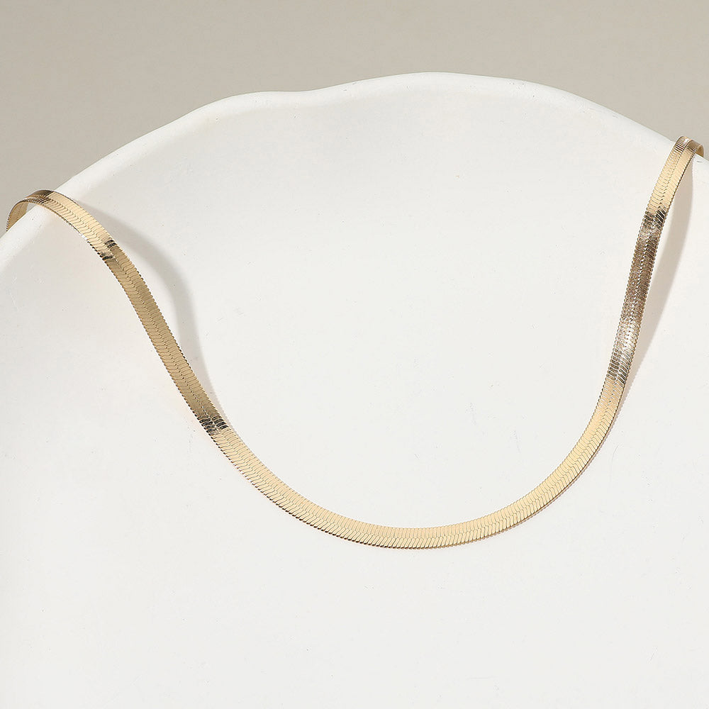 Madeline Love Gold Gold Dipped Sleek Flat Snake Chain Necklace - Necklaces