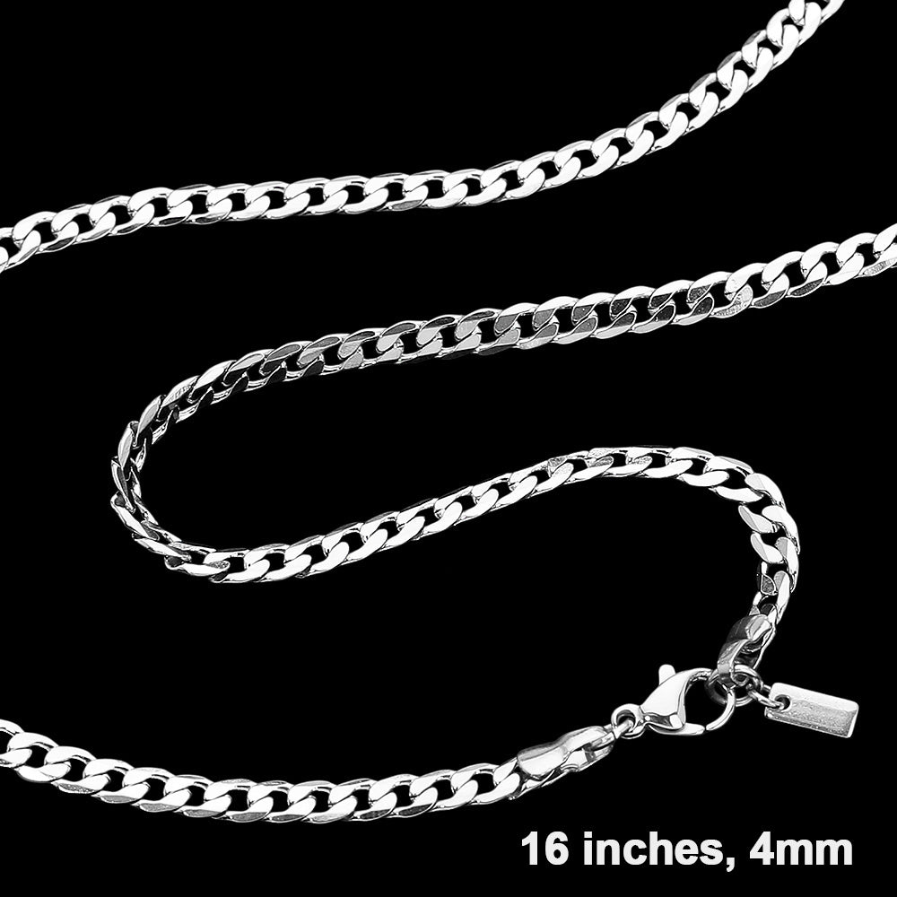 Madeline Love Rhodium 17 INCH, Stainless Steel Cuban Chain Necklace - Necklaces