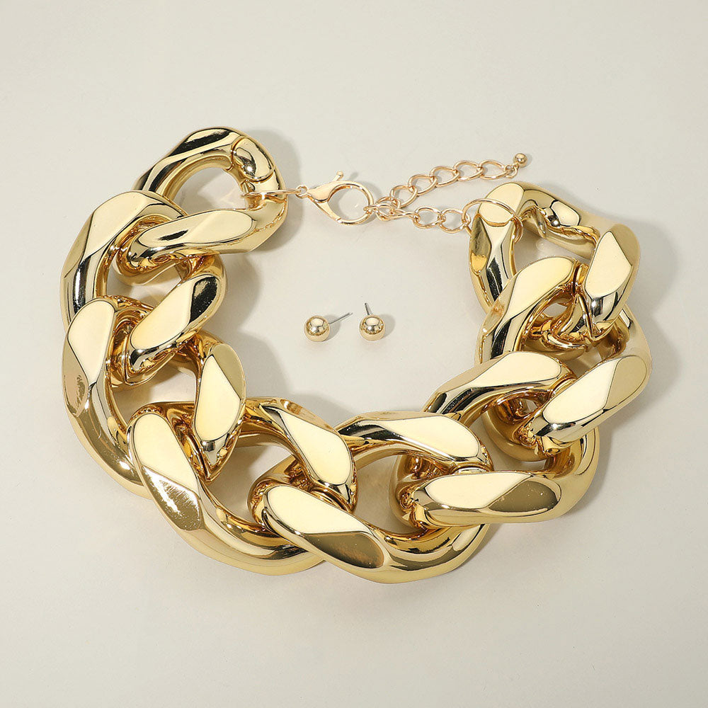 Madeline Love Gold Chunky Curb Chain Statement Necklace