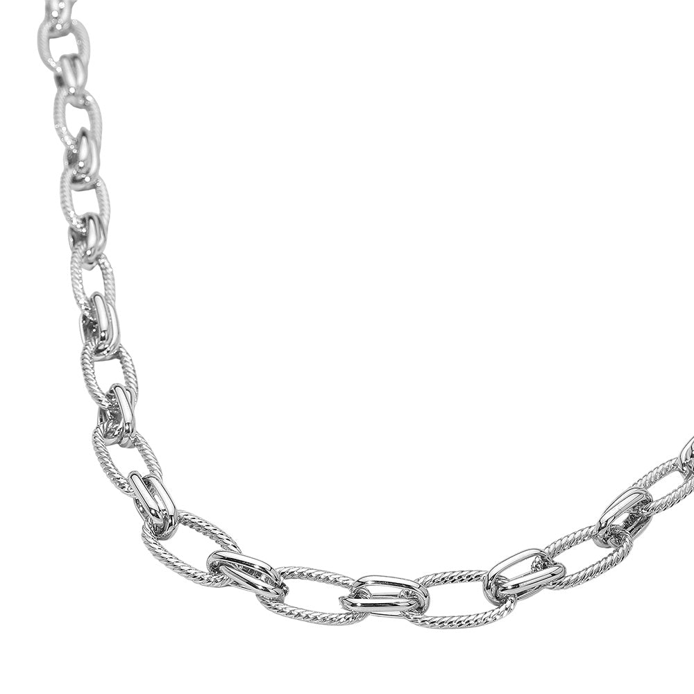 Madeline Love Rhodium 14K Gold Plated Rope Link Chunky Chain Necklace - Necklaces - desc