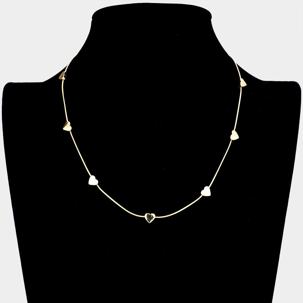 Madeline Love Gold Metal Heart Station Necklace - Necklaces