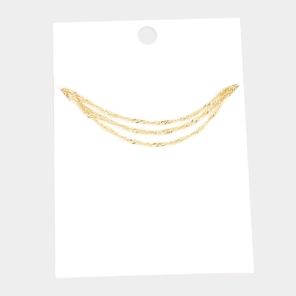 Madeline Love Gold Brass Metal Chain Triple Layered Necklace - Necklaces