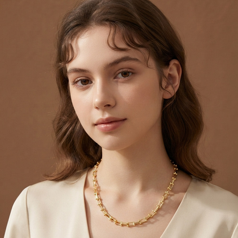 Madeline Love Gold Gold Dipped Slim Beaded Paperclip Chain Necklace