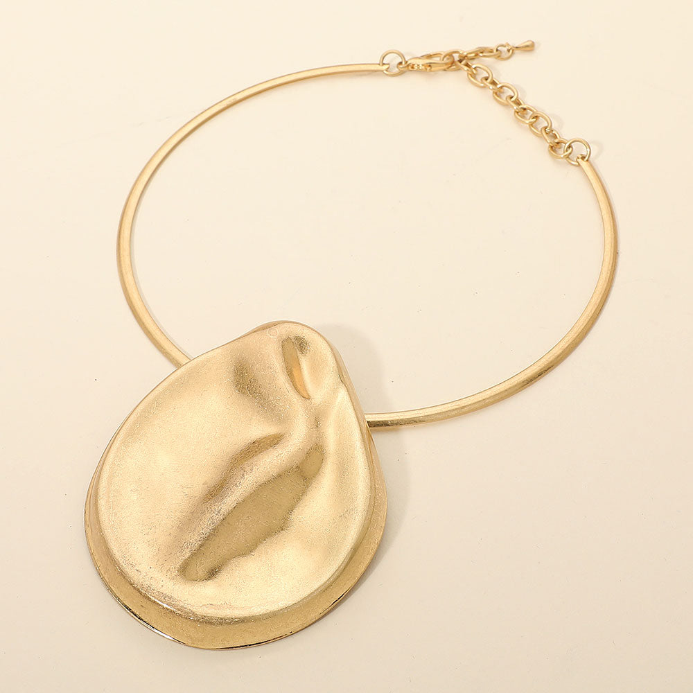 Madeline Love Gold Abstract Sculptural Pendant Metal Necklace