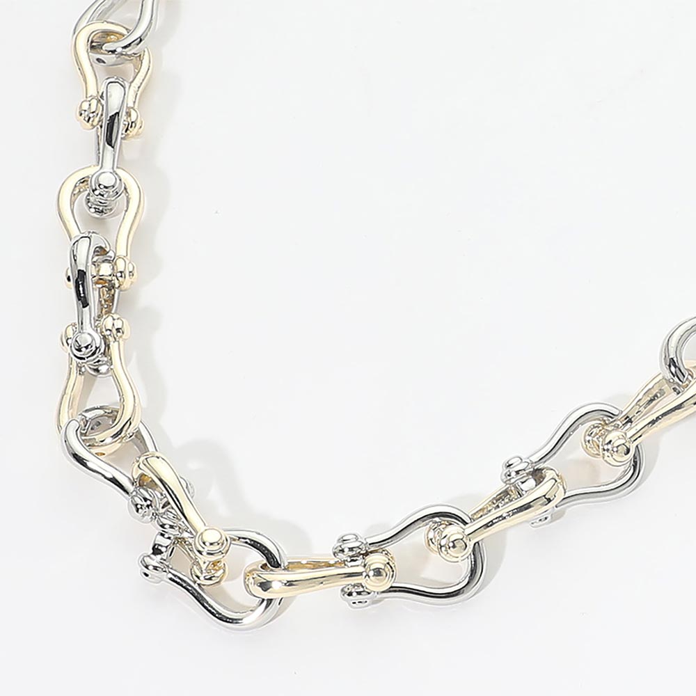 Madeline Love Two Tone 14K Gold Plated Two Tone Abstract Link Necklace