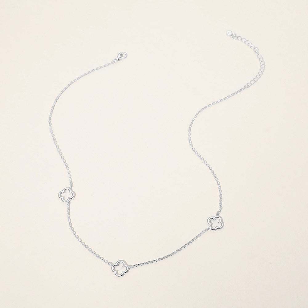 Madeline Love Silver SECRET BOX_Genuine Silver Dipped Open Quatrefoil Station Necklace - Necklaces - extra