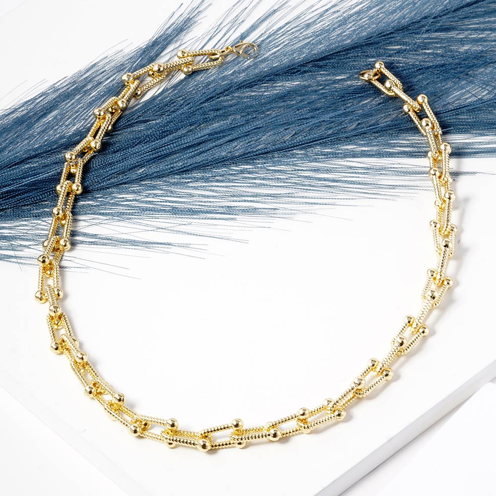 Madeline Love Gold Gold Dipped Textured Metal Hardware Chain Necklace