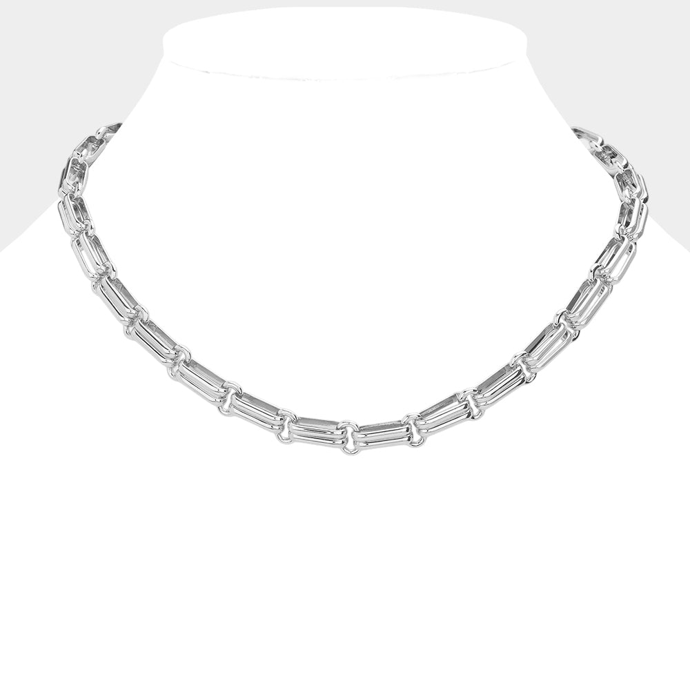 Madeline Love Rhodium Chunky Metal Paperclip Chain Necklace - Necklaces