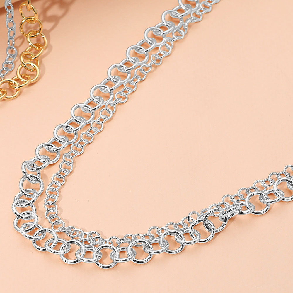 Madeline Love Rhodium Interlocking Double Chain Necklace