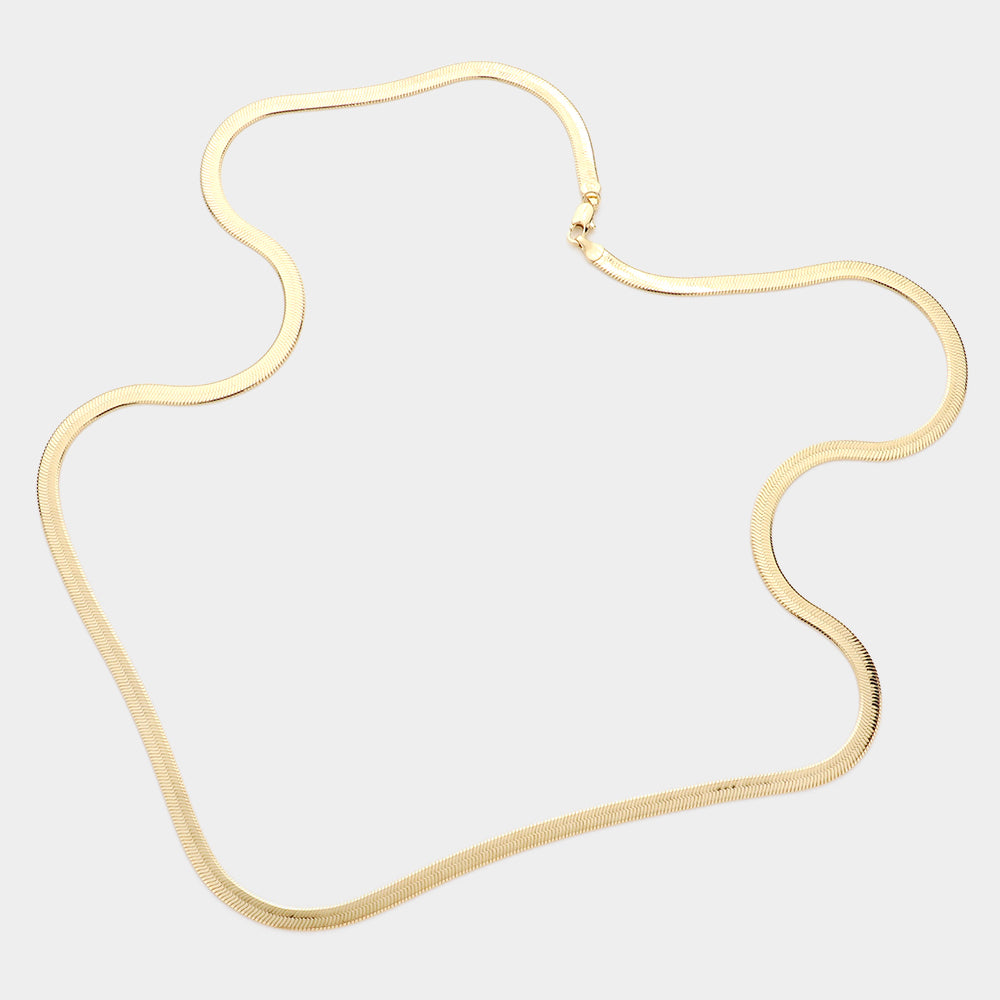 Madeline Love Gold Gold Plated 30 Inch 5mm Herringbone Metal Chain Necklace - Necklaces - extra