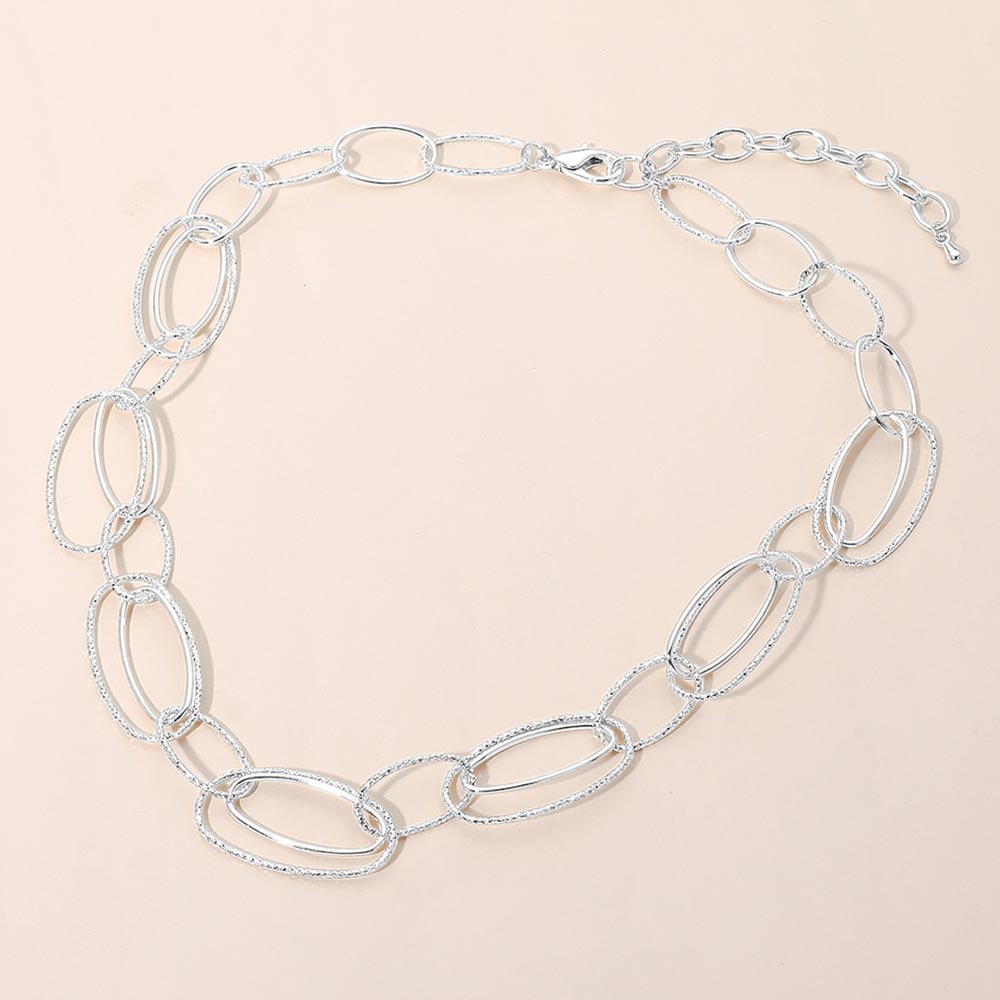 Madeline Love Rhodium Layered Oval Link Chain Necklace
