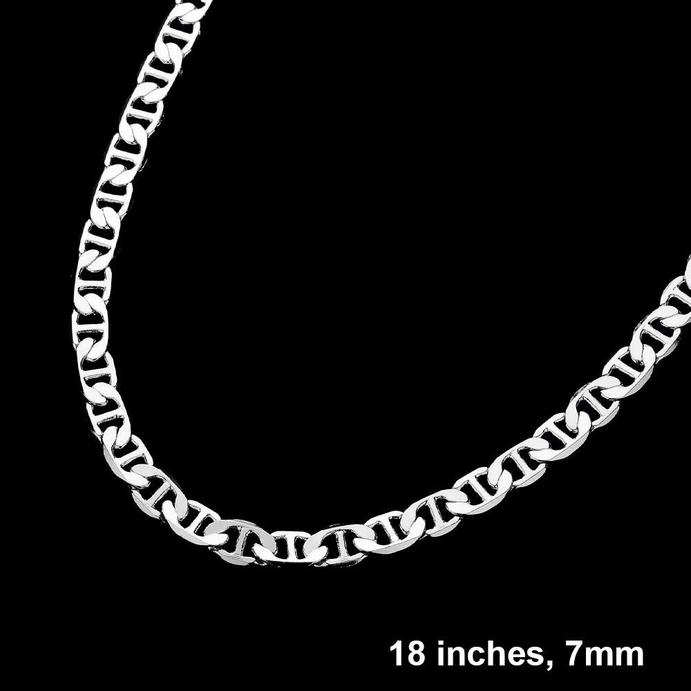 Madeline Love Rhodium Silver Plated 18 Inch 7mm Mariner Metal Chain Necklace - Necklaces