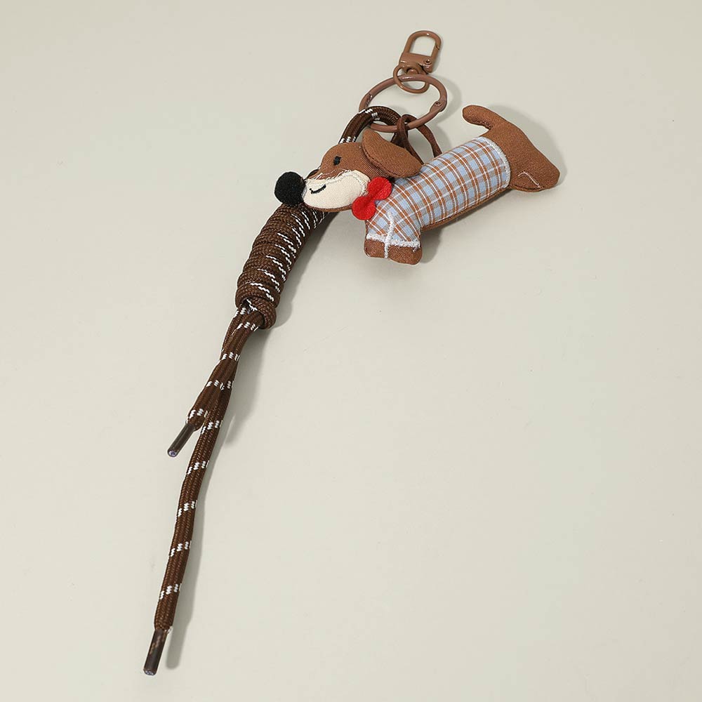 Madeline Love Brown, Multi Cute Dachshund Dog Charm Knot Keychain Bag Charm - Bags & Wallets - desc