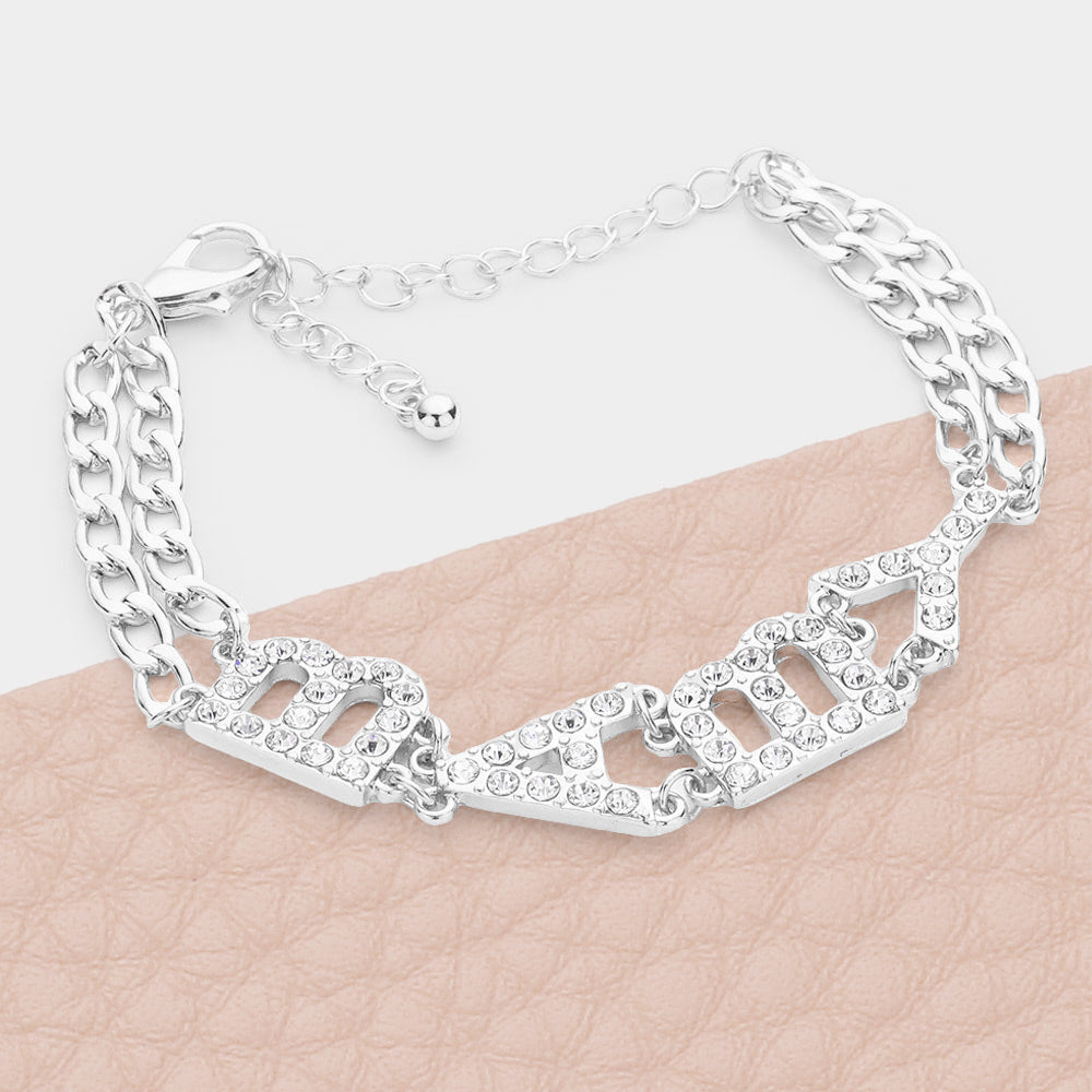 Madeline Love Rhodium BABY Rhinestone Embellished Message Bracelet - Bracelets