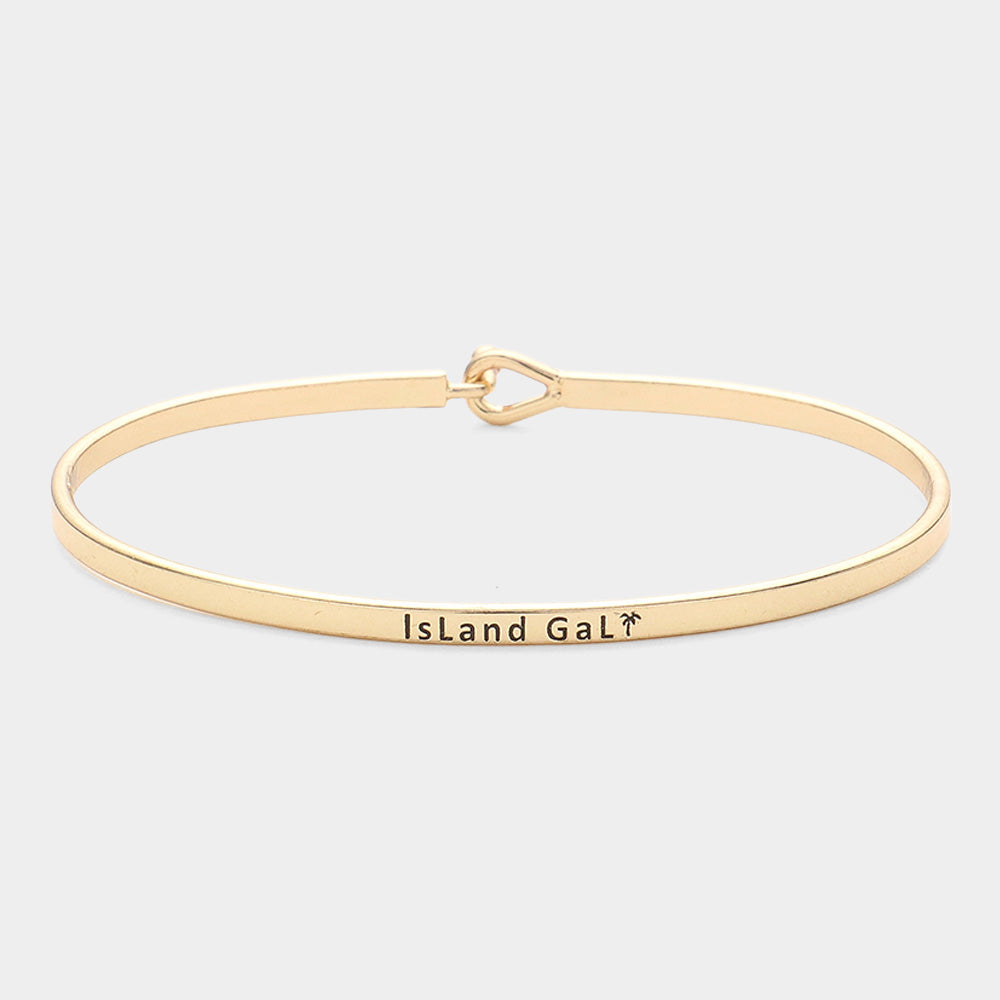Madeline Love Gold "Island Gal" Thin Brass Metal Hook Bracelet - Bracelets