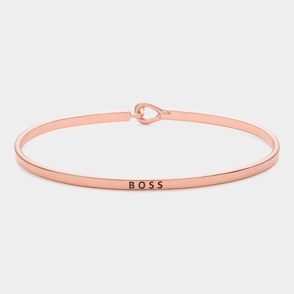 Madeline Love Rose Gold "Boss" Thin Brass Metal Hook Bracelet - Bracelets