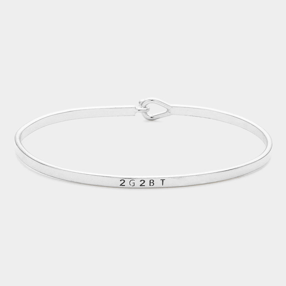 Madeline Love Rhodium '2G2BT' Brass Thin Metal Hook Bracelet - Bracelets