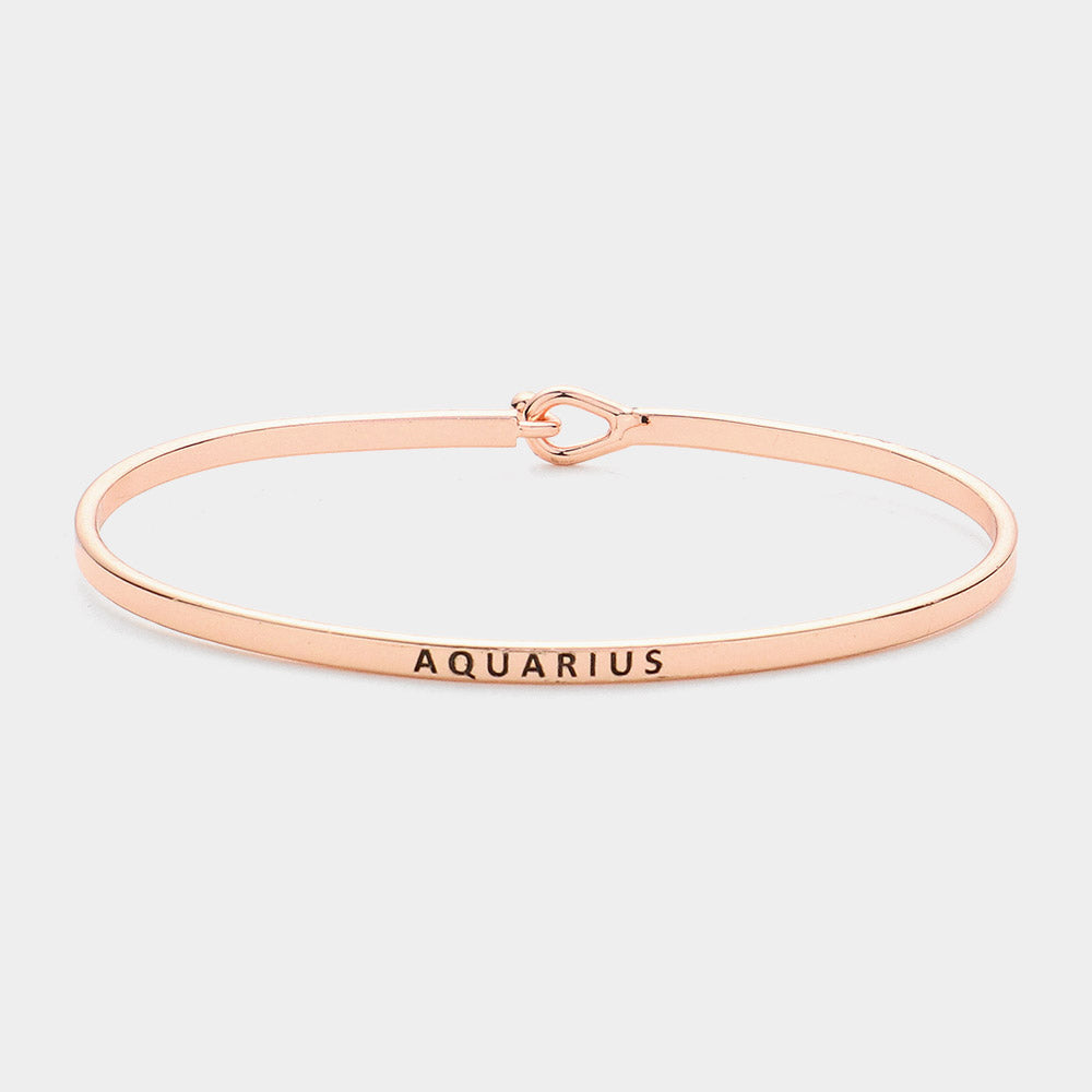 Madeline Love Rose Gold Congratulations Message Brass Thin Metal Hook Bracelet - Bracelets