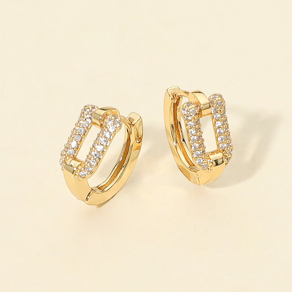 Madeline Love Gold 14K Gold Dipped CZ Stone Paved Mini Huggie Hoop Earrings