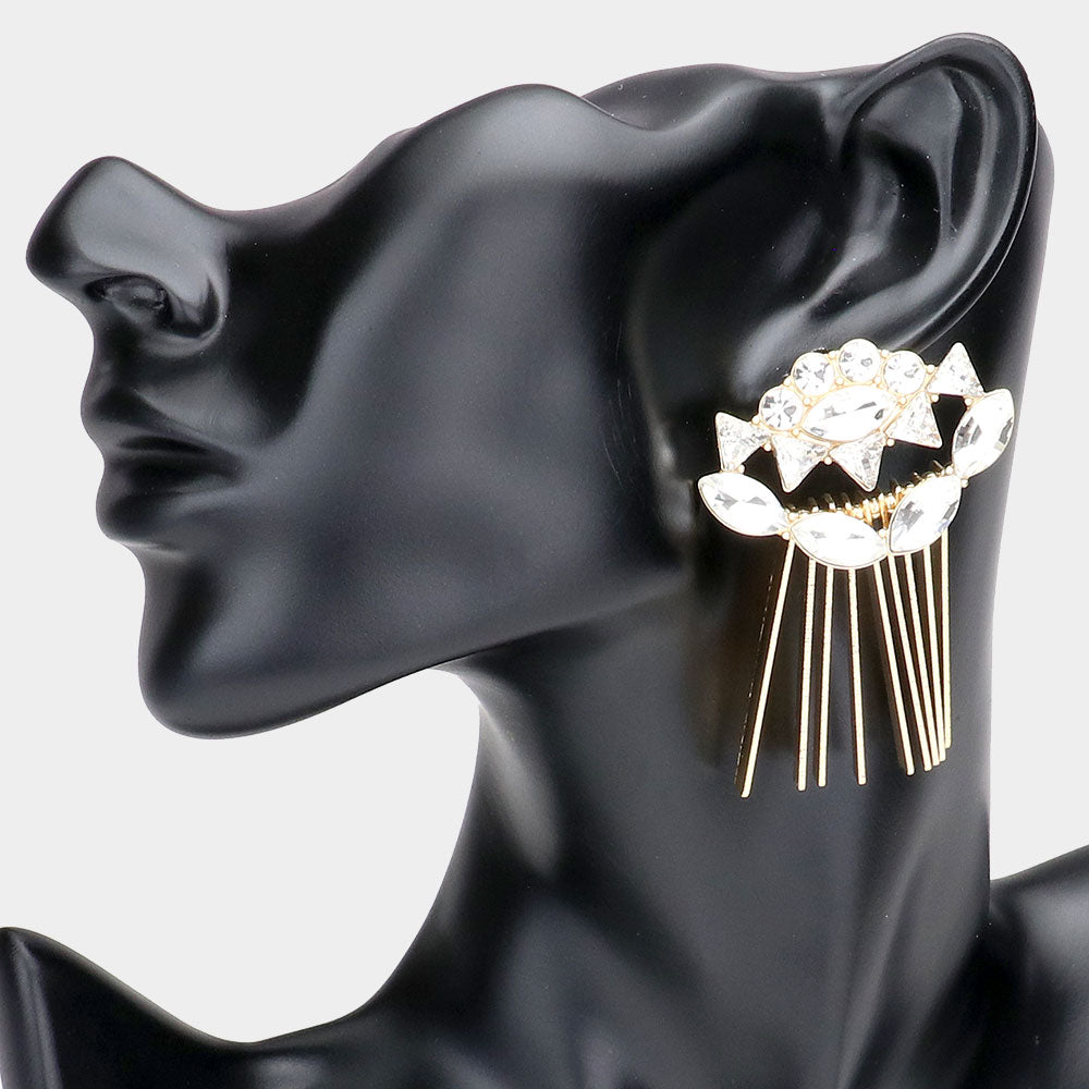 Madeline Love Gold Multi Stone Rectangle Metal Bar Fringe Earrings