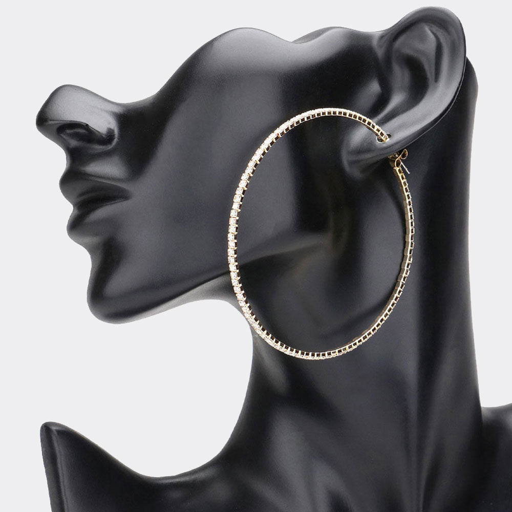 Madeline Love Gold Rhinestone Embellished Hoop Earrings