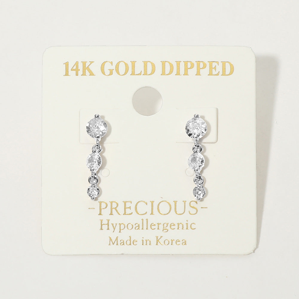 Madeline Love Rhodium 14K Gold Dipped Hypoallergenic Graduated Stone Link Drop Earrings - Hair Accessories - desc